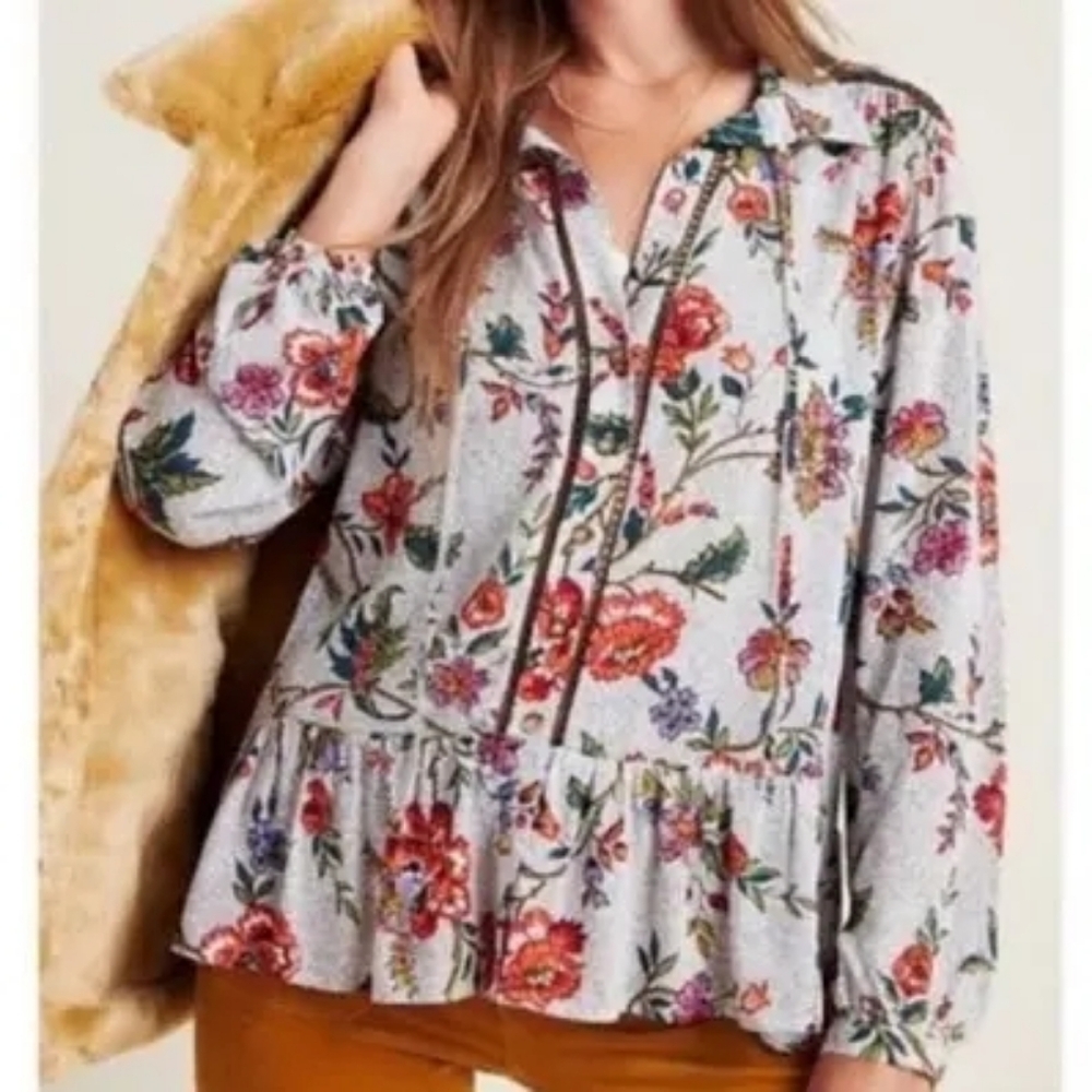 Maeve Anthropologie Janie Flounced Top Size 6